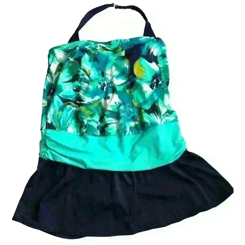 Islander brand swimdress 18W halter neck floral blue NWT originally $44.99